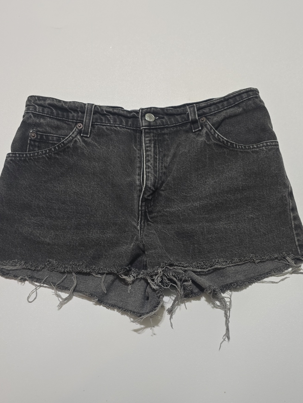 Levi's 941 regular Fit Raw Hem Cutoff Black Shorts Size 10-12, M